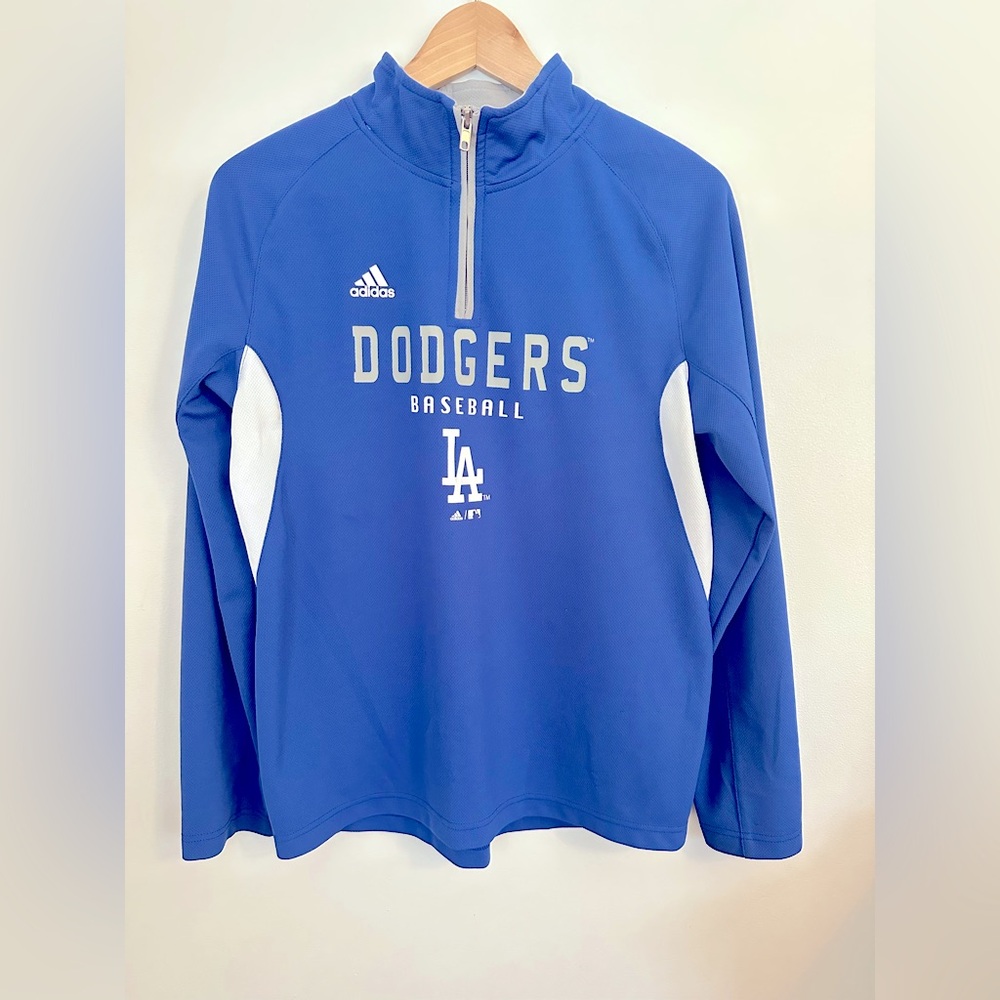 Adidas Los Angeles Dodgers Blue Quarter-Zip Pullover Boys Size Large